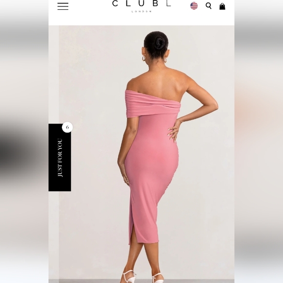 Odelia | Blush Maternity Midi Dress with Asymmetric Sleeve and Side Split US 12 - Picture 3 of 3